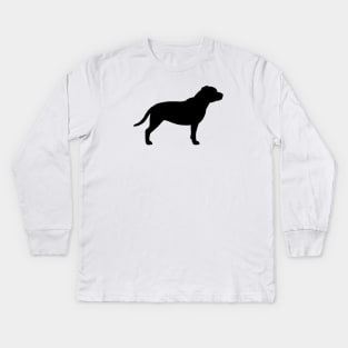 Black Staffordshire Bull Terrier Silhouette Kids Long Sleeve T-Shirt